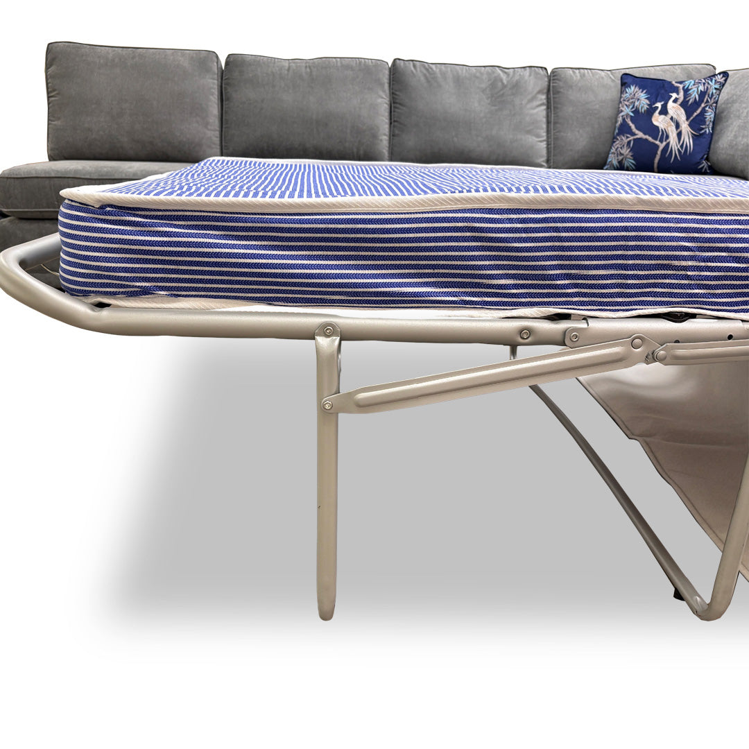 ‘Orka' Plaza Linen Fabric Graphite 6 Piece Deluxe Sofa Bed Open End Modular Corner Sofa