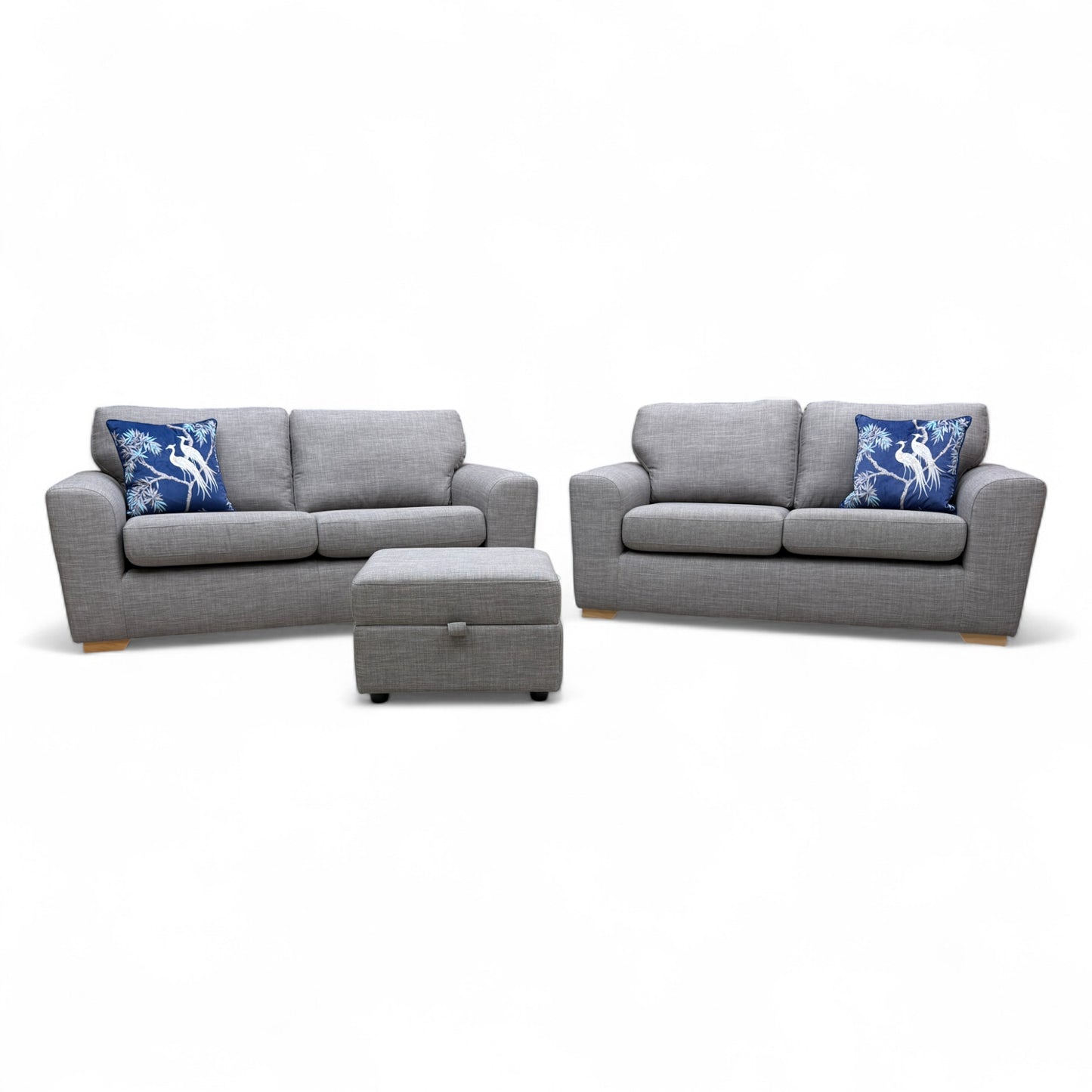 'Zeb' Slate Revive Fabric 3 + 2 Seater Sofa Set + Storage Footstool