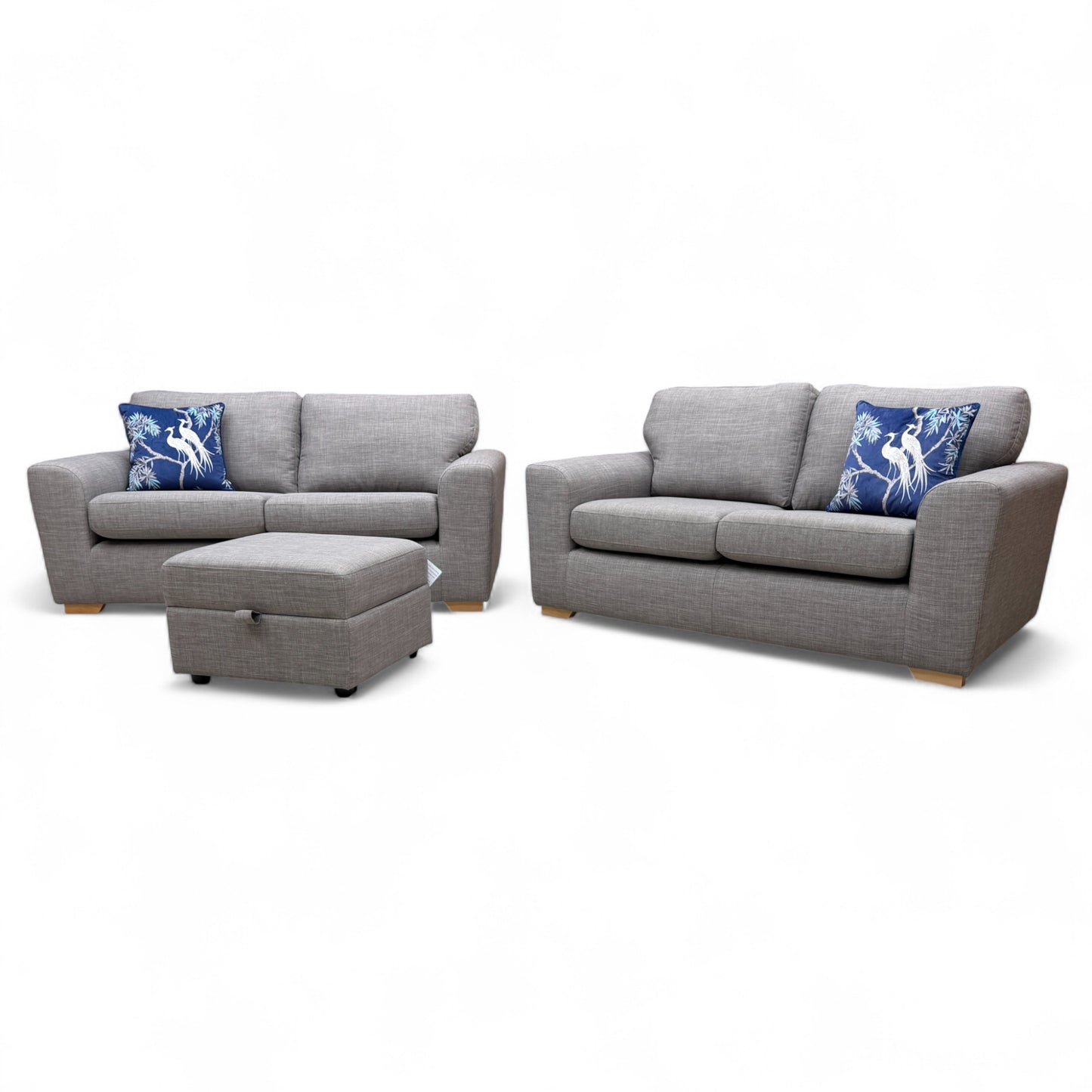 'Zeb' Slate Revive Fabric 3 + 2 Seater Sofa Set + Storage Footstool
