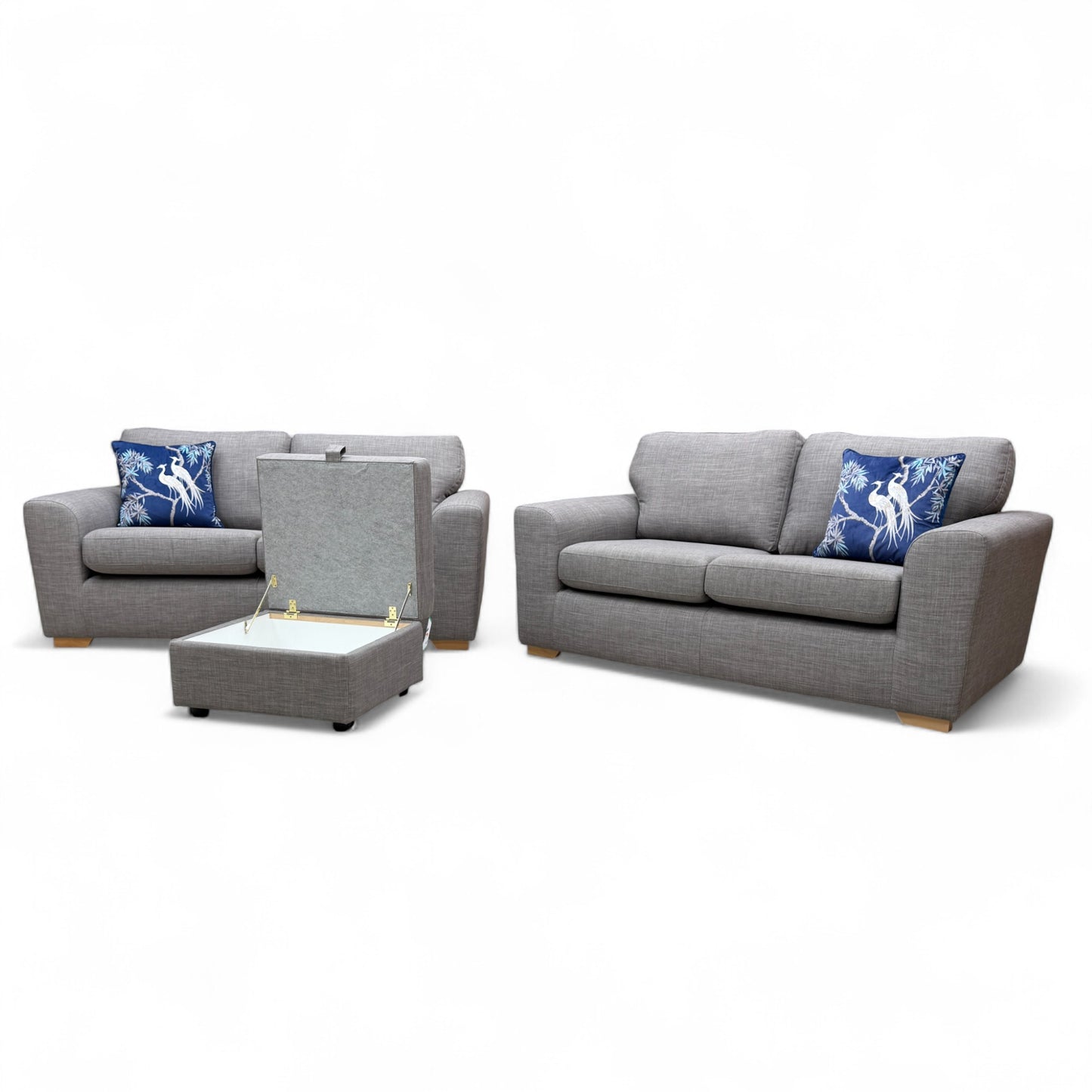 'Zeb' Slate Revive Fabric 3 + 2 Seater Sofa Set + Storage Footstool