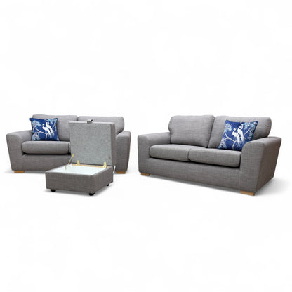 'Zeb' Slate Revive Fabric 3 + 2 Seater Sofa Set + Storage Footstool
