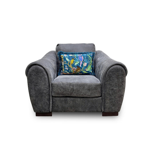 ‘Galleria’ Utah Grey Leather Cuddler Chair