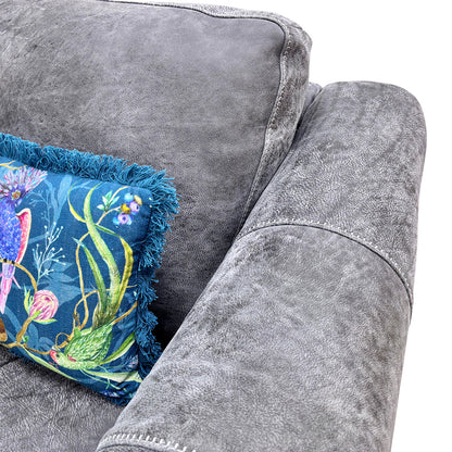 ‘Galleria’ Utah Grey Leather Cuddler Chair