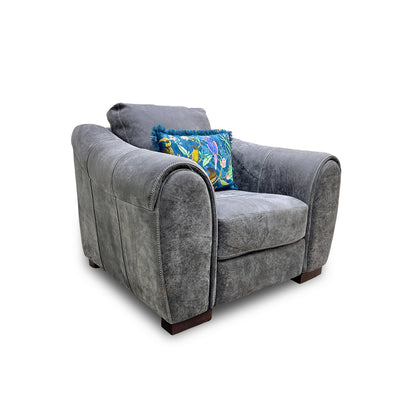 ‘Galleria’ Utah Grey Leather Cuddler Chair