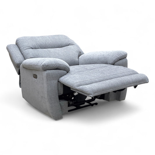 ‘Touch’ Fab-Meo-R27 Pewter Grey Fabric Power Recliner Armchair