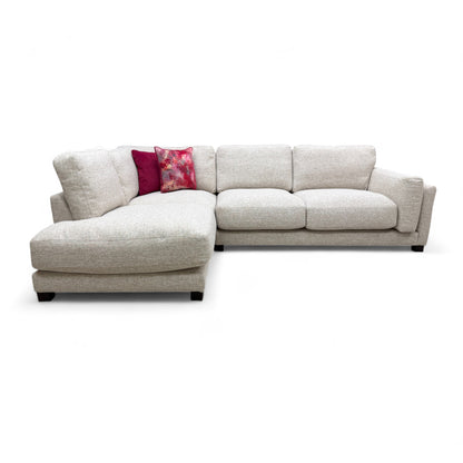 'Boden' Sand Bobby Plain Fabric Right Hand Facing Arm Open End Chaise Corner Sofa