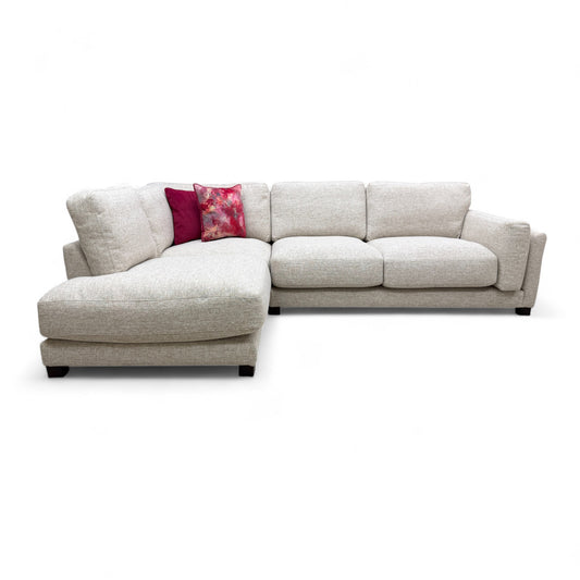 'Boden' Sand Bobby Plain Fabric Right Hand Facing Arm Open End Chaise Corner Sofa