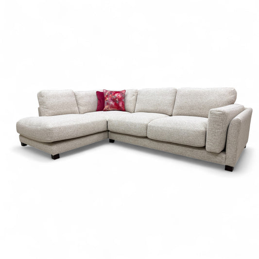 'Boden' Sand Bobby Plain Fabric Right Hand Facing Arm Open End Chaise Corner Sofa