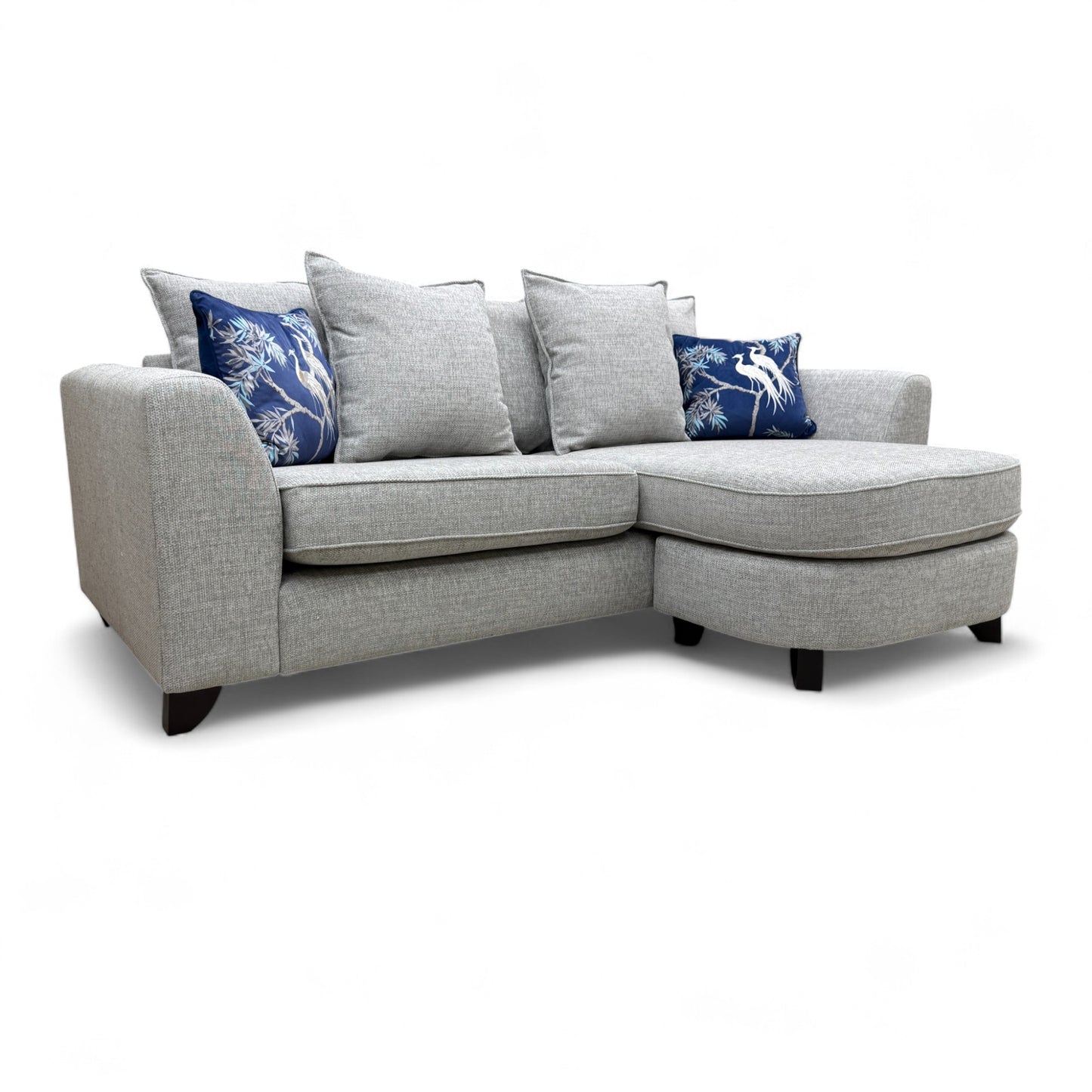 'Lorella' Silver Selway Pillow Back 4 Seater Lounger Sofa with Removable Arms