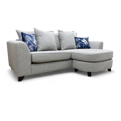 'Lorella' Silver Selway Pillow Back 4 Seater Lounger Sofa with Removable Arms