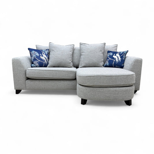 'Lorella' Silver Selway Pillow Back 4 Seater Lounger Sofa with Removable Arms