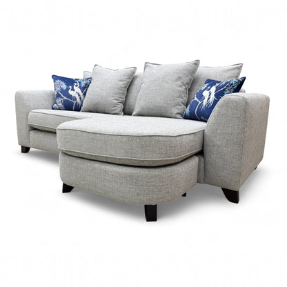 'Lorella' Silver Selway Pillow Back 4 Seater Lounger Sofa with Removable Arms