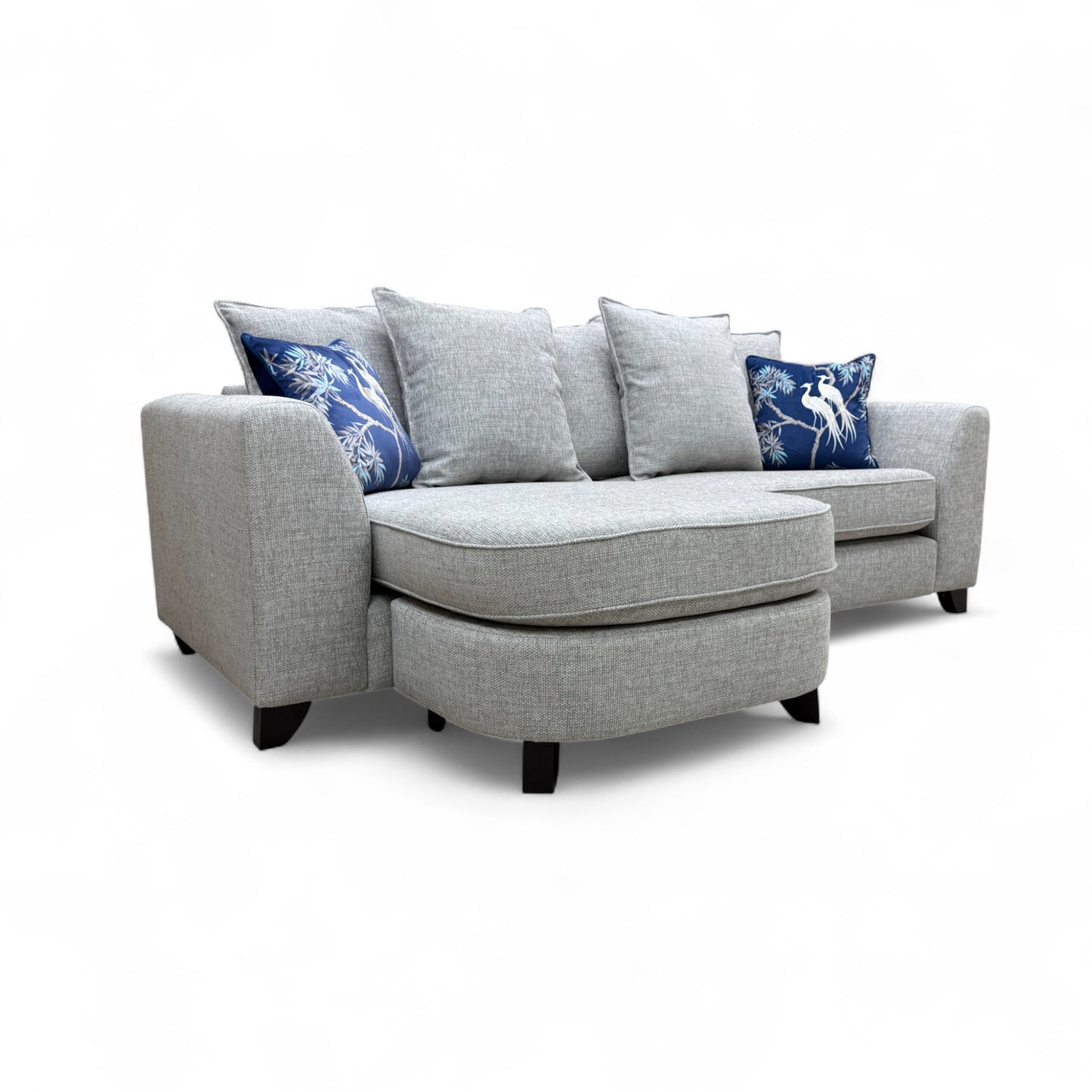 'Lorella' Silver Selway Pillow Back 4 Seater Lounger Sofa with Removable Arms