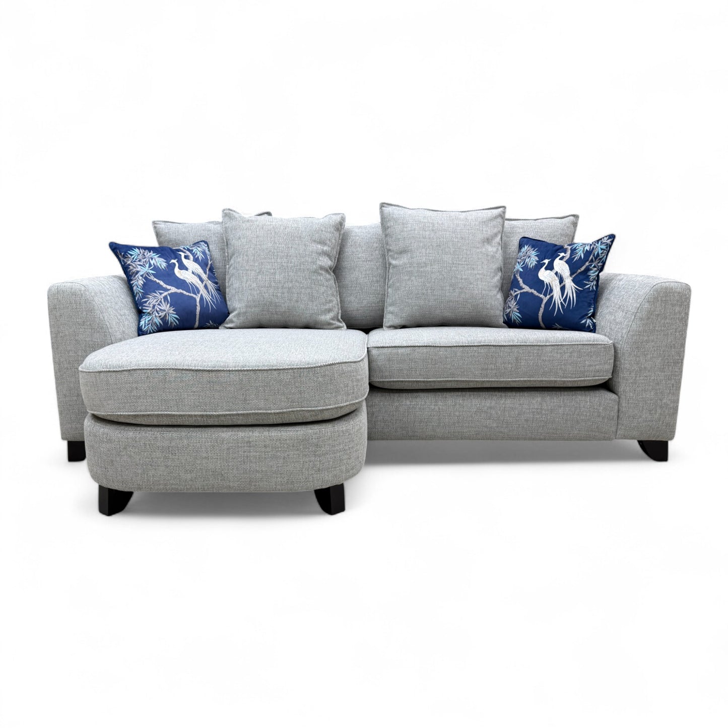 'Lorella' Silver Selway Pillow Back 4 Seater Lounger Sofa with Removable Arms