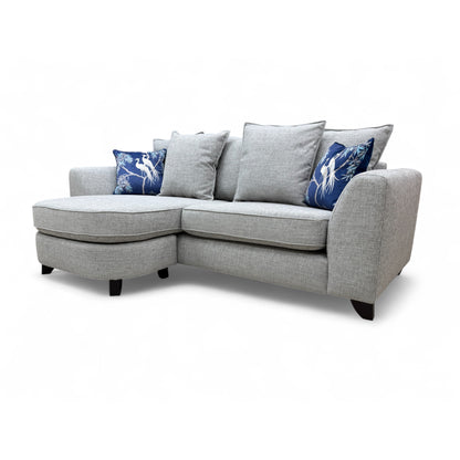'Lorella' Silver Selway Pillow Back 4 Seater Lounger Sofa with Removable Arms