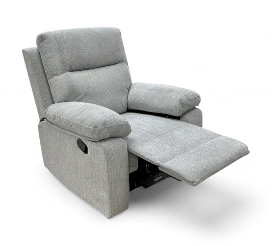 'Fenway' Manual Recliner Light Grey Weave Fabric Armchair