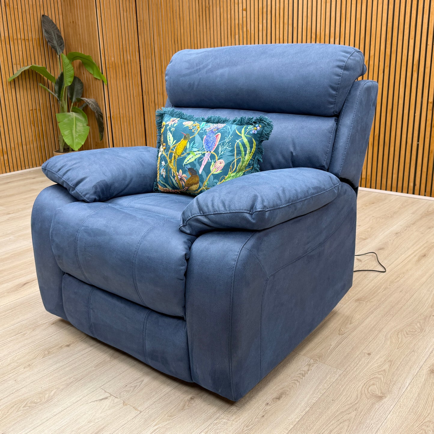 ‘Moreno’ Bfa-Blj-R10 Blue Fabric Power Recliner Armchair with Power Headrest