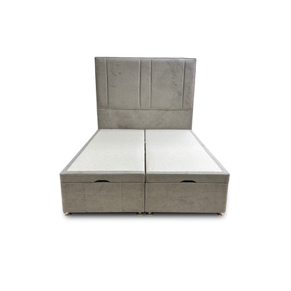 ‘Pegasus’ Milan Nickel Floor Standing Headboard + Double Ottoman End Lift Base - Double