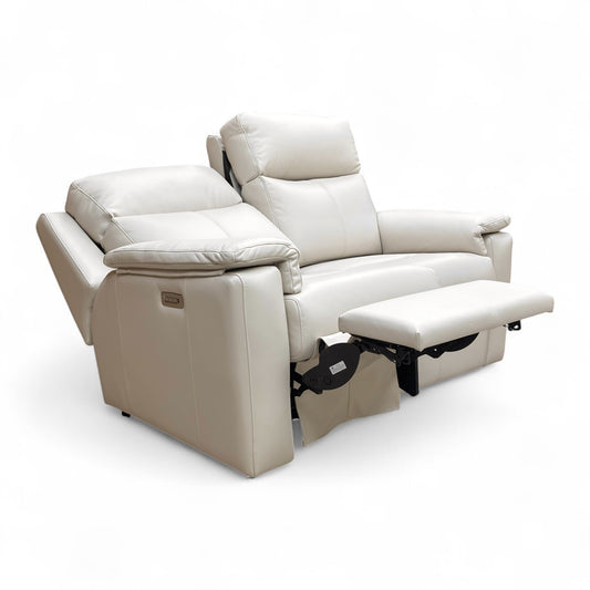 G Plan Thornbury L840 2-seater power recliner sofa in Cambridge Chalk Light Grey fabric.