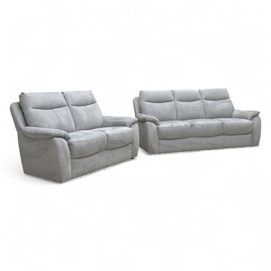 ‘Snug’ Bfa-Ori-R07 Bluish Grey Heavy Duty Suede Fabric 3 + 2 Seater Sofa Set