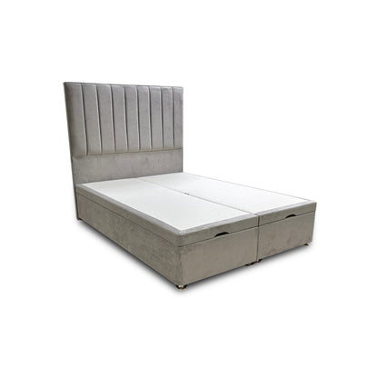 ‘Pluto’ Milan Nickel Floor Standing Headboard + Double Ottoman End Lift Base - Double
