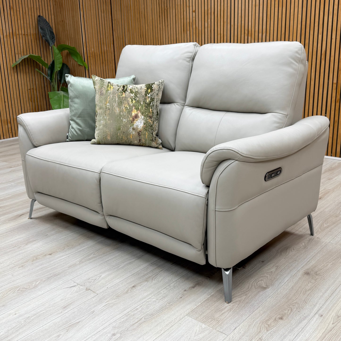 ‘Daytona’ Cat-60_23 Lead Grey Leather 2 Seater Power Recliner Sofa