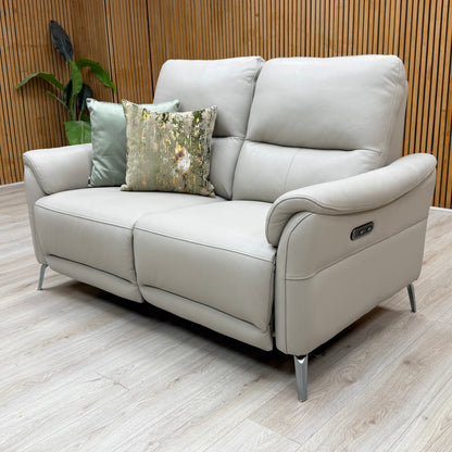‘Daytona’ Cat-60_23 Lead Grey Leather 2 Seater Power Recliner Sofa