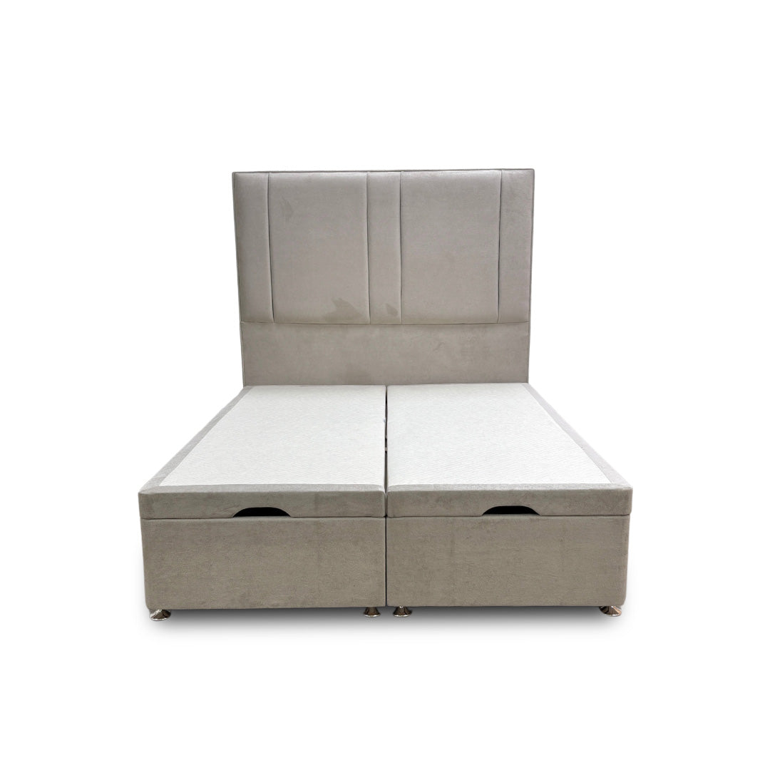 ‘Pegasus’ Milan Stone Floor Standing Headboard + Double Ottoman End Lift Base - Double
