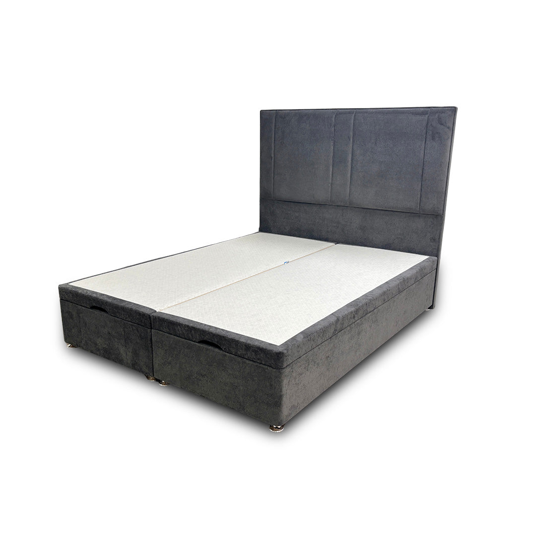 ‘Pegasus’ Milan Thunder Floor Standing Headboard + Double Ottoman End Lift Base - King