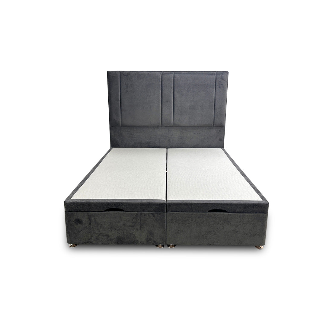 ‘Pegasus’ Milan Thunder Floor Standing Headboard + Double Ottoman End Lift Base - King
