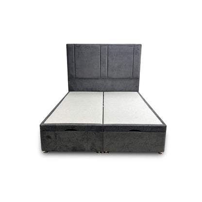 ‘Pegasus’ Milan Thunder Floor Standing Headboard + Double Ottoman End Lift Base - King