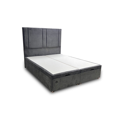‘Pegasus’ Milan Thunder Floor Standing Headboard + Double Ottoman End Lift Base - King