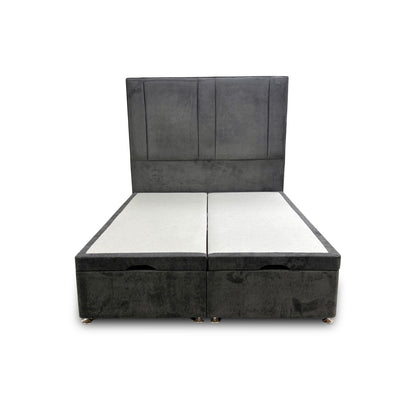 ‘Pegasus’ Milan Thunder Floor Standing Headboard + Double Ottoman End Lift Base - Double