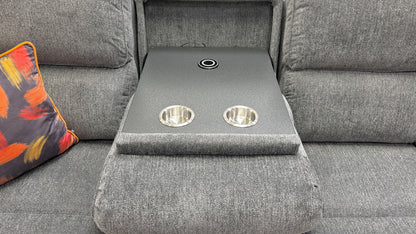 Costa Manual Recliner Charcoal Grey Weave Fabric 3 Seater Sofa With Cupholders and Storage