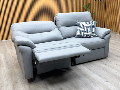 G Plan ‘Seattle’ H008 Durham Steel Grey Leather 3 Seater Power Recliner Sofa with Power Lumbar and Heated Seats