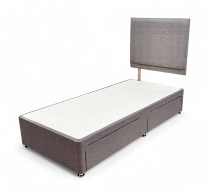 ‘Orwell’ Sierra Grey Fabric Single Bed with 2 Drawers