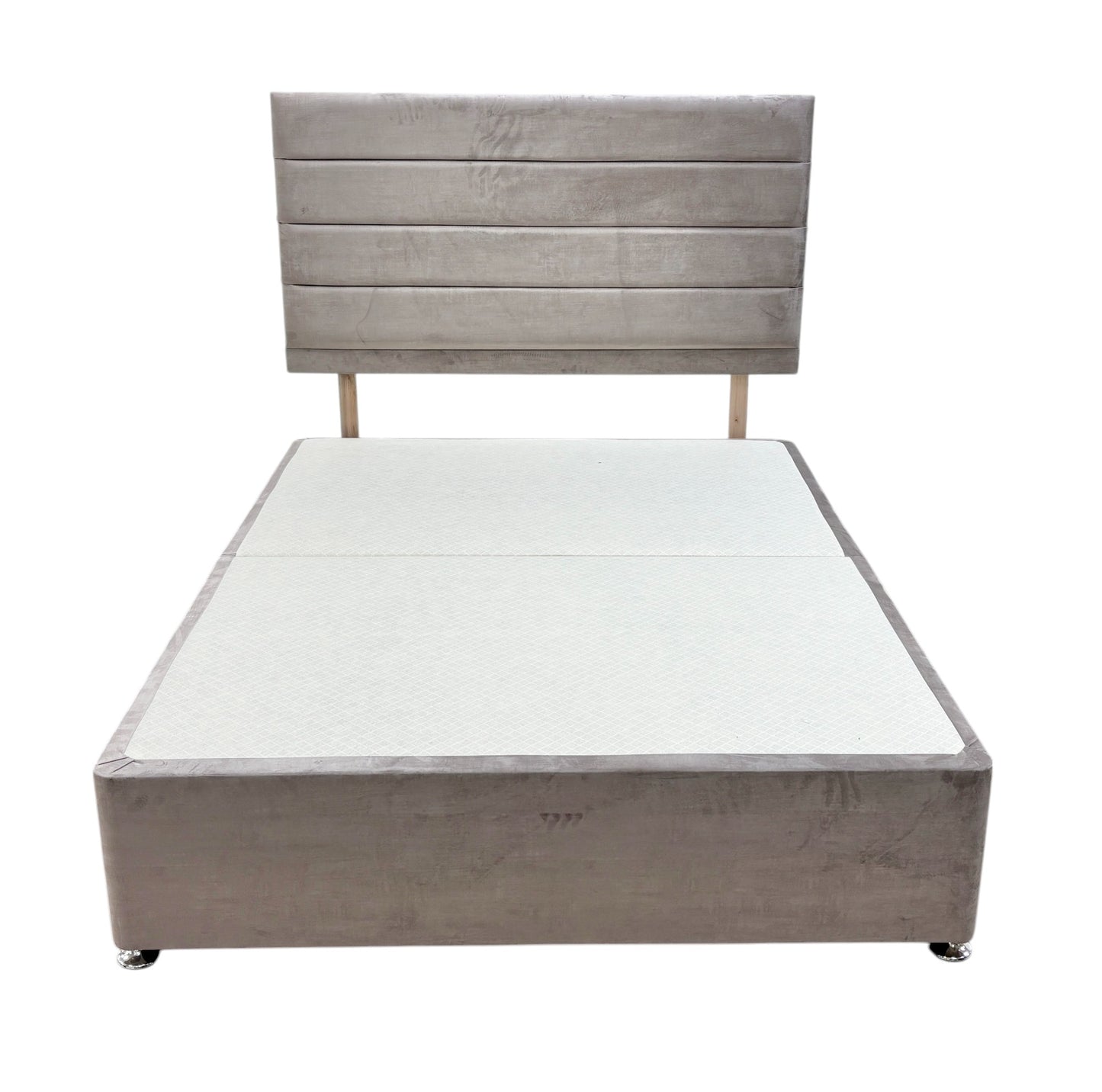 ‘Aries’ Heritage Mink Velvet Double Bed with 4 Drawers