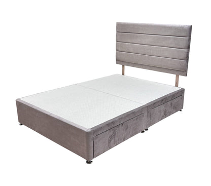 ‘Aries’ Heritage Mink Velvet Double Bed with 4 Drawers