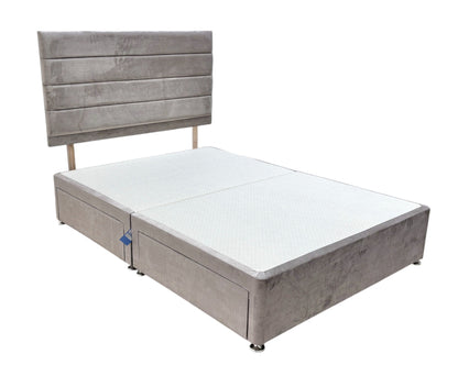 ‘Aries’ Heritage Mink Velvet Double Bed with 4 Drawers