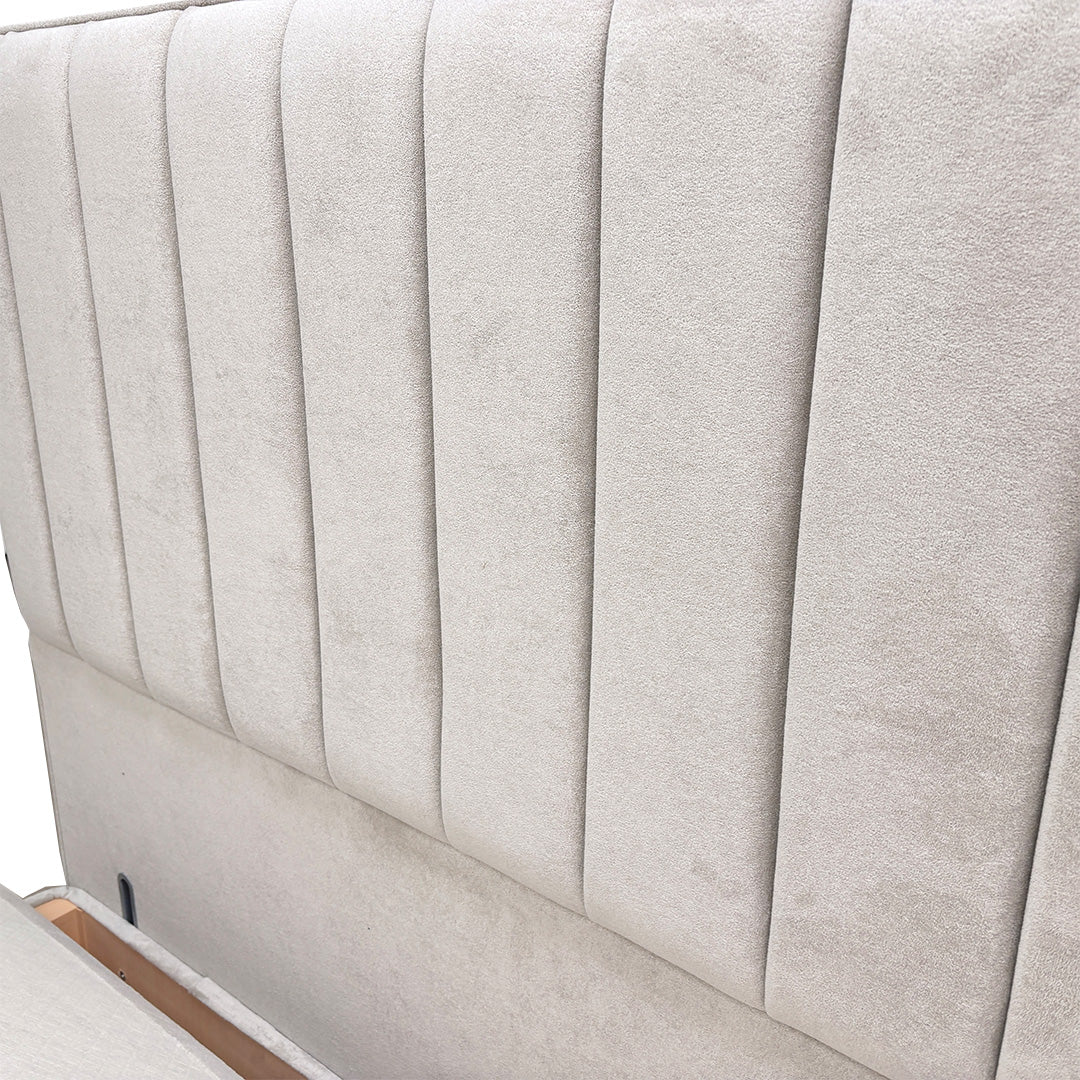 ‘Pluto’ Milan Stone Floor Standing Headboard + Double Ottoman End Lift Base - Double