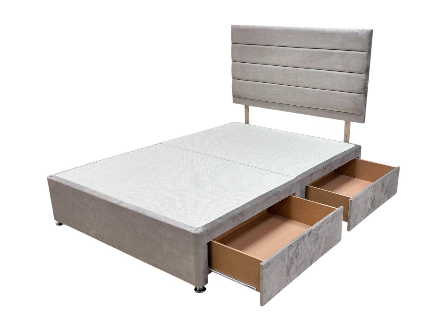 ‘Aries’ Heritage Mink Velvet Double Bed with 4 Drawers