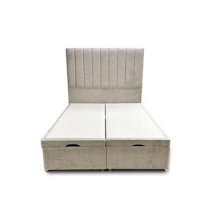 ‘Pluto’ Milan Stone Floor Standing Headboard + Double Ottoman End Lift Base - Double