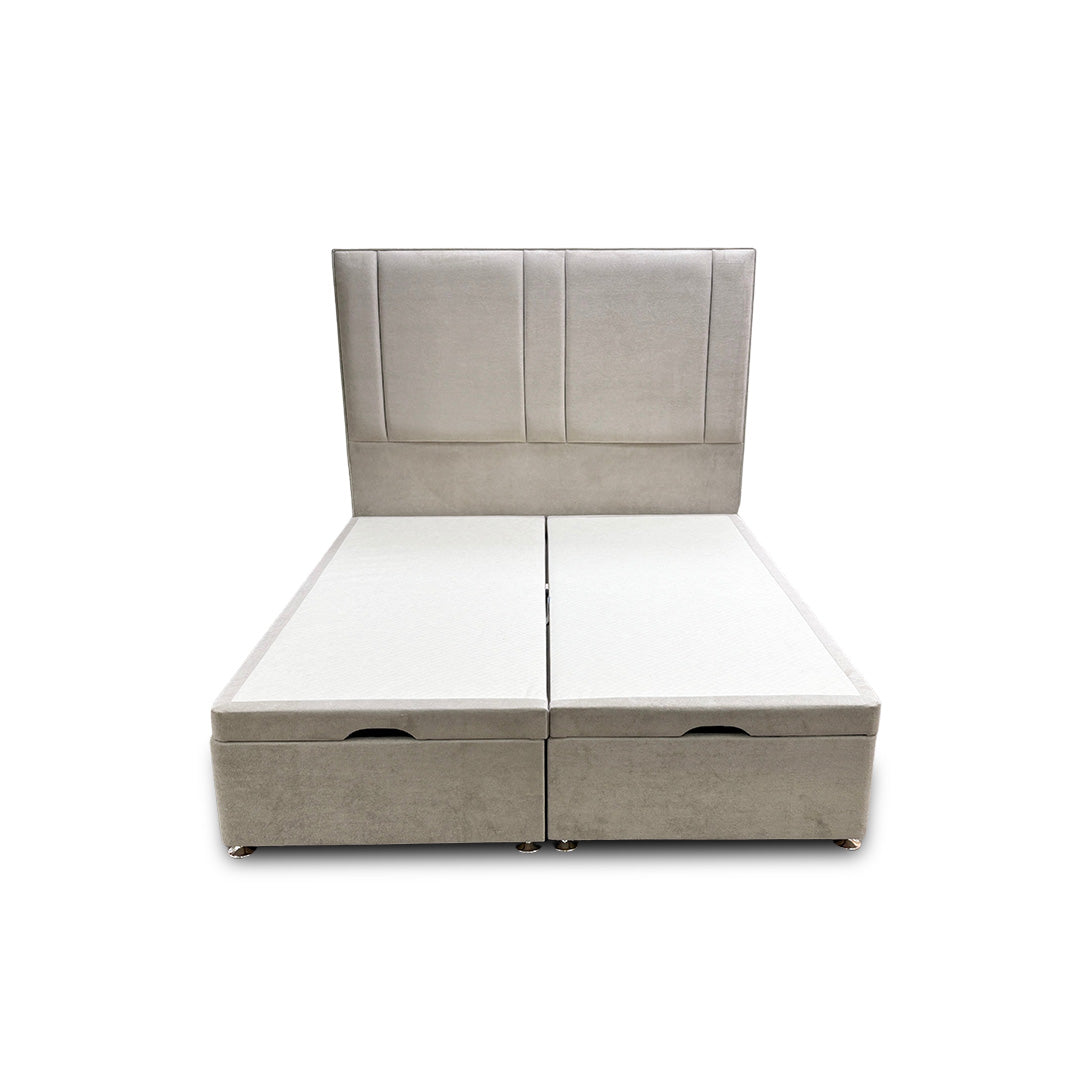 ‘Pegasus’ Milan Stone Floor Standing Headboard + Double Ottoman End Lift Base - King