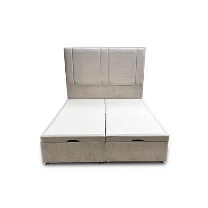 ‘Pegasus’ Milan Stone Floor Standing Headboard + Double Ottoman End Lift Base - King