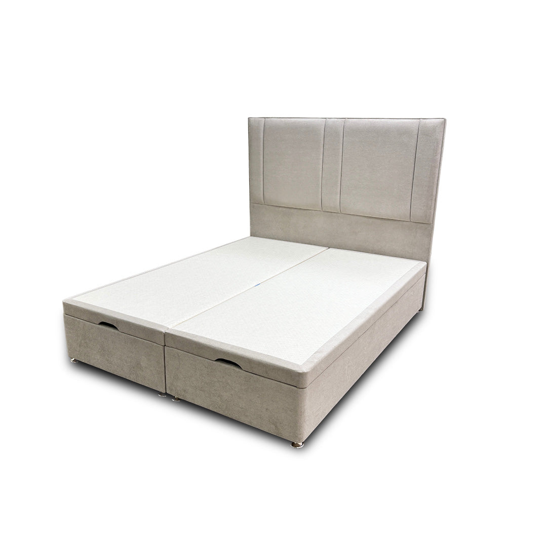 ‘Pegasus’ Milan Stone Floor Standing Headboard + Double Ottoman End Lift Base - King