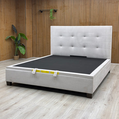‘Hadley’ Muskat Clay Fabric Ottoman Bed Frame - Super King