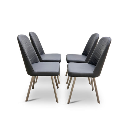 ‘Evolution’ Grey Faux Leather Upholstery Dining Chair - Set of 4