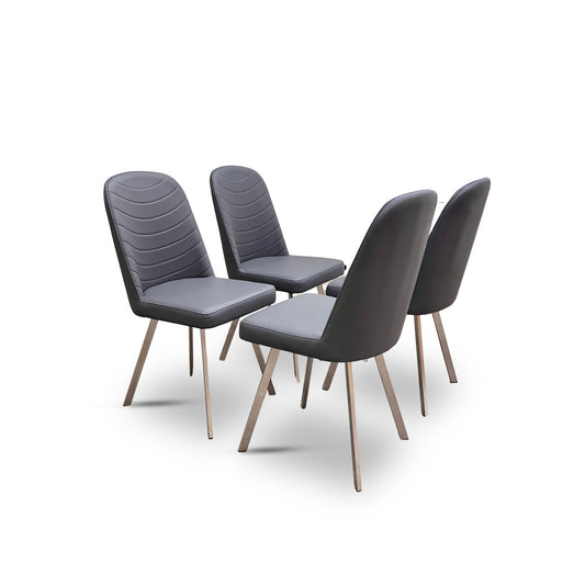 ‘Evolution’ Grey Faux Leather Upholstery Dining Chair - Set of 4