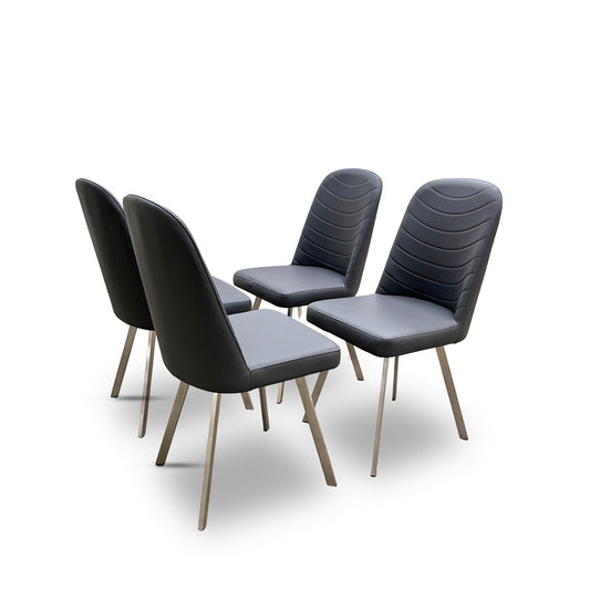 ‘Evolution’ Grey Faux Leather Upholstery Dining Chair - Set of 4