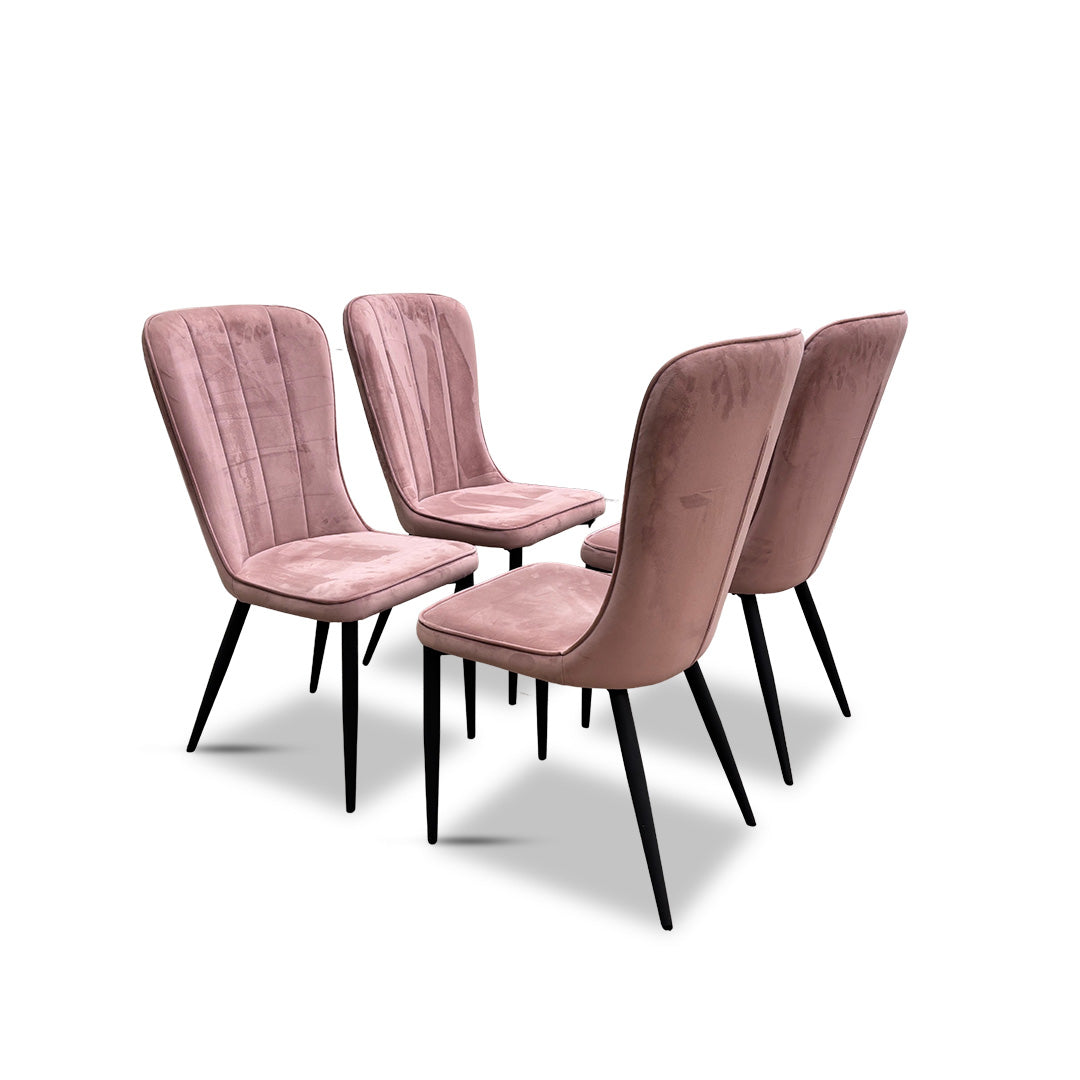 ‘Raph’ Blush Velvet Black Velvet Dining Chair - Set of 4